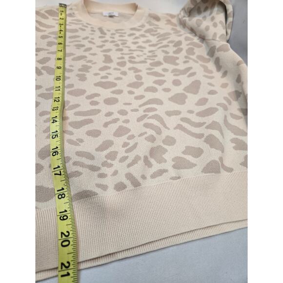 Lucca Couture Leopard Animal Print Cream Beige Sweater Short Pleat Sleeves Small - Picture 8 of 8